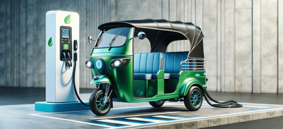 A mock-up of the all-electric tuk-tuk