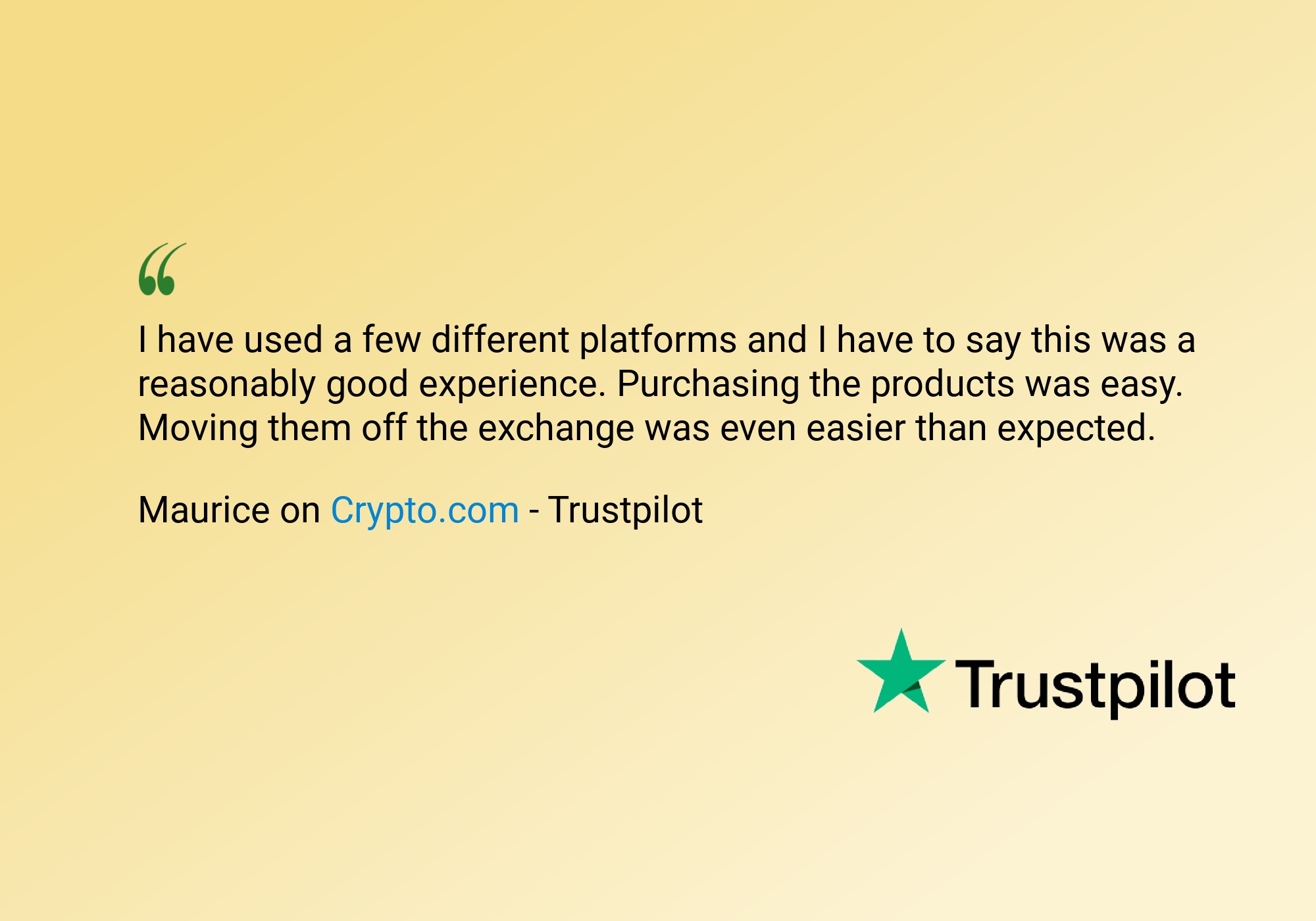 crypto.com review by maurice - trustpilot