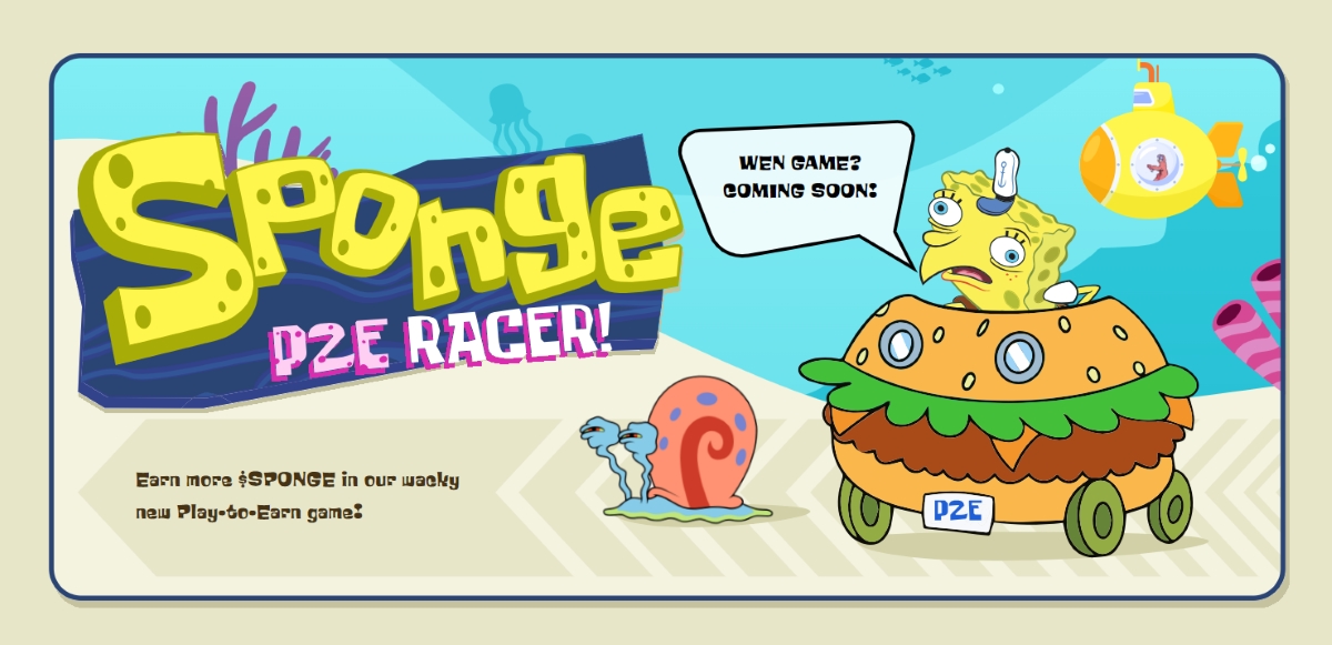 An image promoting the new Sponge play to earn game