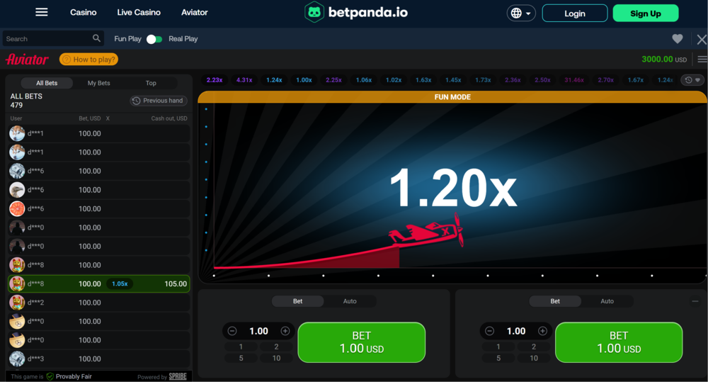 A screenshot from the BetPanda website