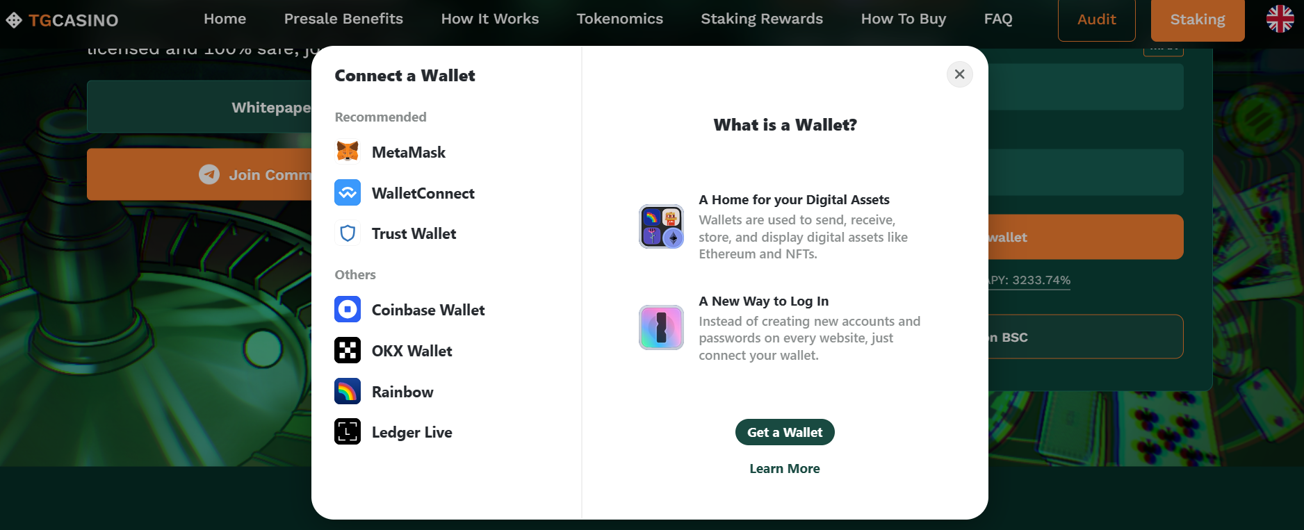 TG.Casino Presale Wallet Providers