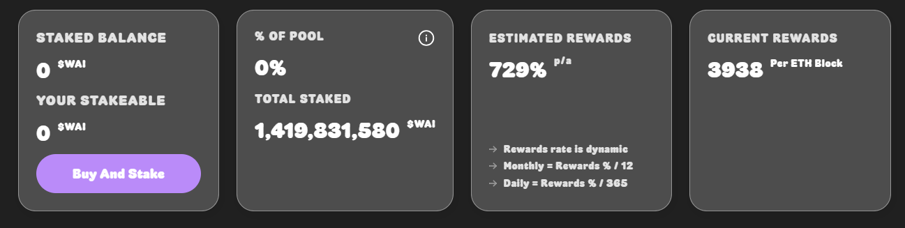 wiener ai staking rewards